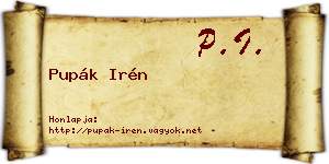 Pupák Irén névjegykártya